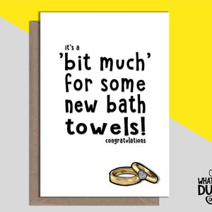 Tarjeta casera grosera y divertida para el día de la boda, felicitaciones, bodas y compromisos para los novios con What The Duck Card - TOALLAS