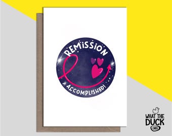 Super Cute Handmade Linen Beat Cancer And Get Well Soon Greetings Card For Recovery, Remission & Fight By What the Duck Cards - MISSION