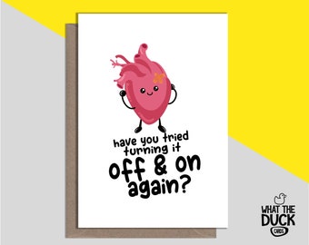 Funny & Cheeky Handmade Get Well Soon Greetings Card For Open Heart Surgery, Recovery, Operation And Bypass By What the Duck Cards - TOTO