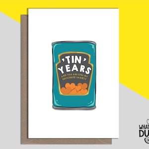 Cartão de felicitações de linho caseiro fofo e engraçado para 10 anos de aniversário de casamento 10º ano da esposa e do marido por What the Duck Cards - TIN