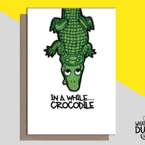 Carte de voeux de départ maison mignonne et amusante pour la retraite, la bonne chance, les voyages, un nouvel emploi et un collègue par What The Duck Card - CROCODILE