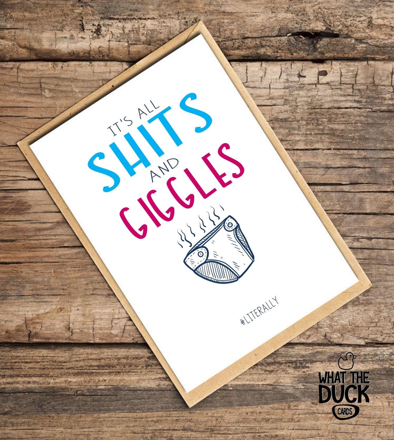 Rude & Funny Homemade Linen Baby Shower Greetings Card For New Etsy