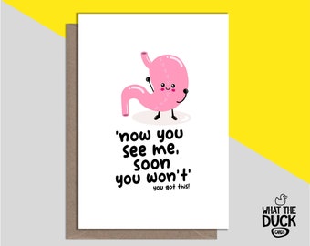 Funny & Cheeky Handmade Get Well Soon Greetings Card For Gastric Band, Bypass And Sleeve Surgery Recovery By What the Duck Cards - GASTRIC