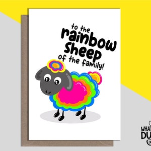 Tarjeta de felicitación LGBTQ+ casera grosera y divertida para cumpleaños de familiares y amigos que salen del armario, gay, lesbiana por What the Duck Cards - RAINBOW