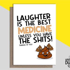 Carte de voeux de rétablissement faite main grossière et amusante pour une maladie, un rétablissement, une chirurgie, une opération et un cancer par What The Duck Cards - RIRE
