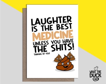 Rude & Funny Handmade Get Well Soon Greetings Card For Illness, Recovery, Surgery, Operation And Cancer By What The Duck Cards - LAUGHTER