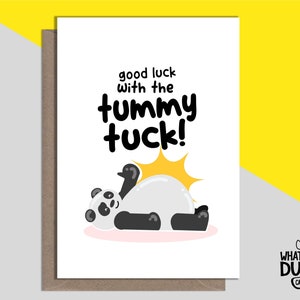Carte de voeux grossière et drôle faite main d'abdominoplastie pour une abdominoplastie, récupération d'une chirurgie d'apronectomie par What the Duck Cards - VENTRE