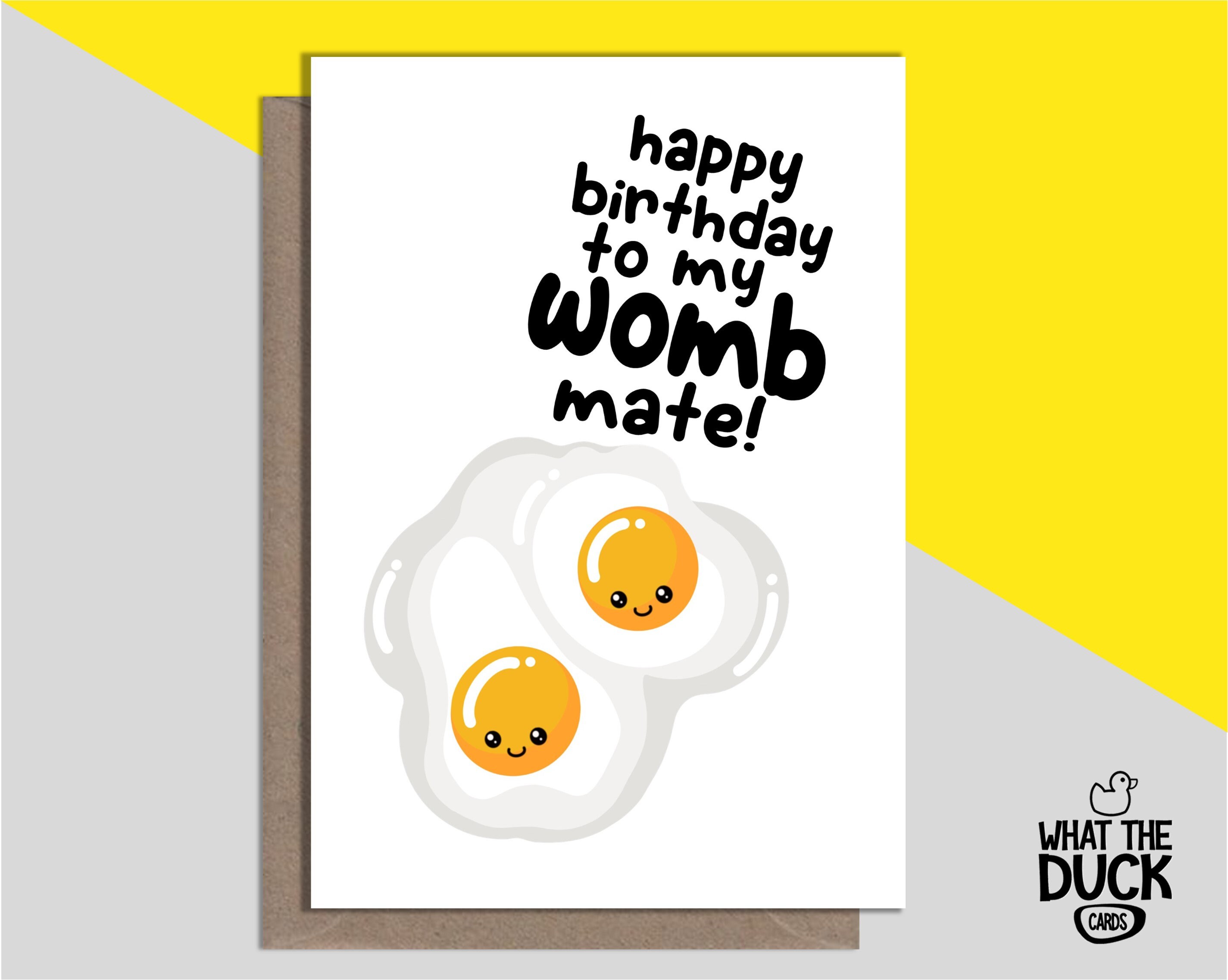 LEMON LOCO Geburtstagskarte Für Zwillinge – Lustiger „Womb Mate“-Spruch, 12,7x17,8cm, Mit Umschlag