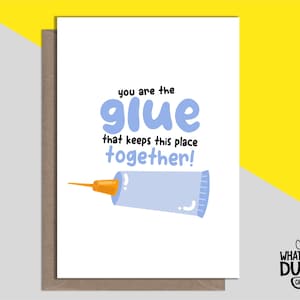 Carte de voeux de départ faite main mignonne et amusante pour la retraite, la bonne chance, les voyages, un nouvel emploi et un collègue par What The Duck Card - COLLE
