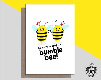 Rude & Funny Handmade Linen Greetings Card For Valentines Day, Anniversary, Swipe Right or I Love You By What the Duck Cards - BUMBLE