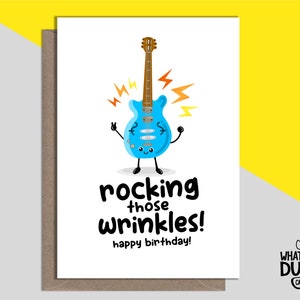 Onbeleefd & grappige verjaardag wenskaarten Re rimpels, oude Rocker, muziekliefhebber voor vriend, mama en papa door wat de Duck-kaarten - RIMPELS