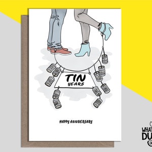 Cute & Funny Homemade Linen Greetings Card For 10 Years Wedding Anniversary 10th Year From Wife And Husband By What the Duck Cards - SHACKLE