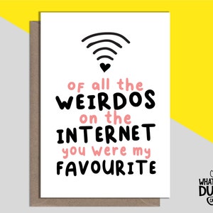 Carte de voeux en lin faite main grossière et amusante pour la Saint-Valentin, un anniversaire de mariage, balayez l'écran vers la droite ou je t'aime par What the Duck -INTERNET