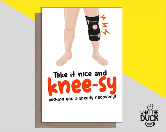Cute & Funny Homemade Knee Operation Card For Good Luck With New Knees, Knee Surgery And Knee Replacement By What the Duck Cards - KNEE-SY