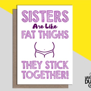 Carte de voeux d'anniversaire ou en pensant à vous fait maison, mignonne et amusante pour soeurs, jumeaux et meilleurs amis par What The Duck Cards - SISTERS