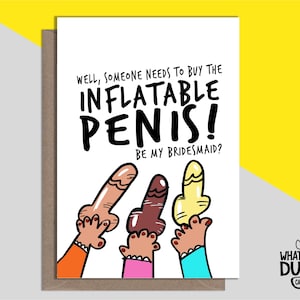 Tarjeta de propuesta de dama de honor hecha a mano, grosera y divertida, para dama de honor, bodas de amigos y familiares por What the Duck Cards - INFLABLE