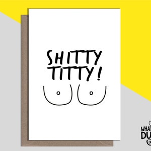 Carte de voeux drôle et grossière en lin fait maison pour vaincre le cancer du sein et guérir bientôt pour un rétablissement, un combat et un coup de pied par What the Duck Cards - TITTY