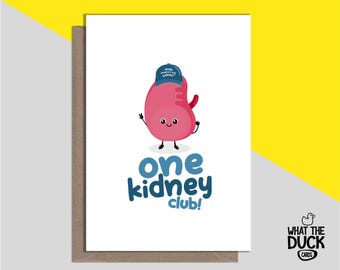 Carte de voeux drôle de donneur d'organes rénaux faite main pour un remerciement, un rein, opération rénale et chirurgie par What the Duck Cards - CLUB