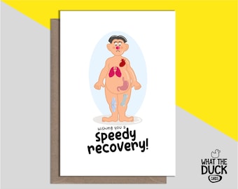 Rude & Funny Handmade Get Well Soon Greetings Card For Illness, Poorly, Surgery, Operation And Cancer By What The Duck Cards - OPERATION