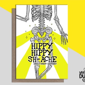 Carte de remplacement de la hanche faite maison, coquine et amusante pour porter chance avec de nouvelles hanches, une opération de la hanche et une chirurgie de la hanche Par What the Duck Cards - HIP ACHE