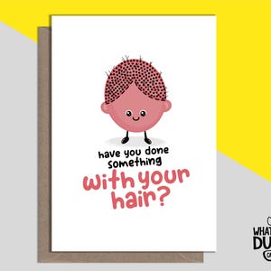 Rude & Cheeky Handgemaakte beterschap-wenskaart voor FUT- en FUE-haartransplantatie, haarimplantaten, haarverlies By What The Duck-kaarten - HAAR