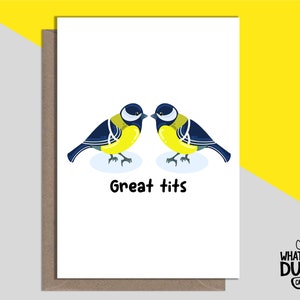 Rude & Funny Homemade Boob Job Card For Breast Enhancement, Reduction, Surgery And Enlargement By What the Duck Cards - GREAT TITS image 1