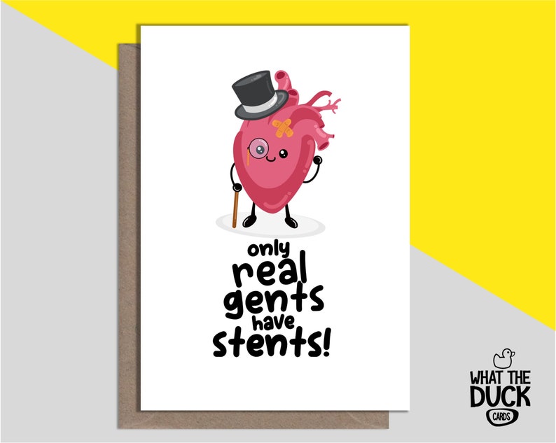 Funny & Cheeky Handmade Get Well Soon Greetings Card For Stent Heart Surgery, Recovery, Operation And Fitted By What the Duck Cards STENT Card Only