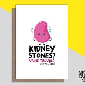 Carte de voeux de guérison faite main amusante et effrontée pour la chirurgie, le rétablissement, l'opération et la CSO de calculs rénaux par What the Duck Cards - PIERRES