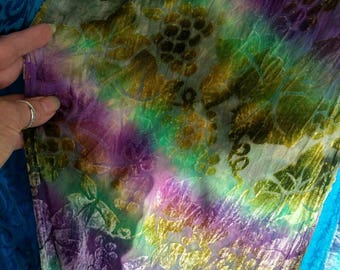 Hand dyed Velvet Scarf with fringe!