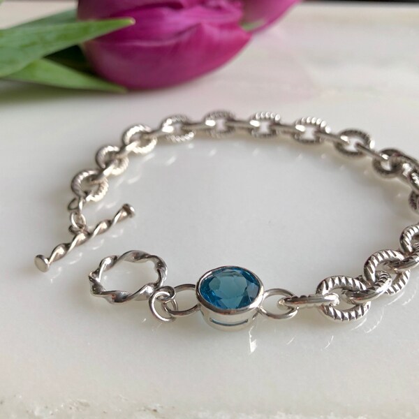 Blue Topaz Chain Bracelet / Sailing Bracelet