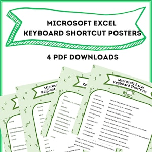 Microsoft Shortcut Poster - PDF Download - 4 Seiten in voller Größe - Büro - Klassenzimmer - Computerraum Dekor