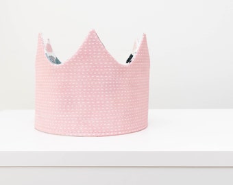 Kids Birthday Crown - Reversible Kids Crown - Birthday Girl Crown - Toddler Crown - Children Crown - Baby Photo Props - Pink Fabric Crown