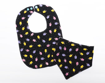 Popsicles Baby Bib - Gender Neutral Bandana Bib - Ice Cream Baby Bib - Summer Baby Bib - Modern Baby Bib - Baby Classic Bib