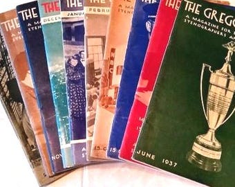 The Gregg Writer a Magazine For Secretaries Stenographers and Typists - 10 Issues - Sept 1936 to June 1937, rare, in very good shape