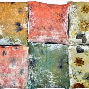 Velvet pillow, Botanical dyed silk velvet throw pillow, blush, teal, indigo, pink, blue, sustainable natural, home, bedding, interior design