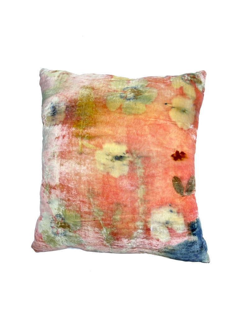 silk velvet throw pillows, gold, pink, blush, teal, indigo pillow, green, plant dye natural eco print, sustainable living decor, eco chic boho interiors, abc carpet john darien, functional art