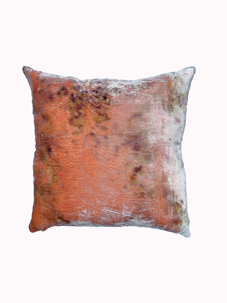 Velvet pillow, Botanically dyed silk velvet throw pillow, blush, teal, indigo, gold, pink, blue, sustainable natural, home, accent, bedding Madder Root Rose