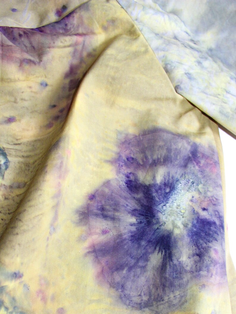 dyed hibiscus eco print print dress Tunic eco floral cotton leaf yellow smock sustainable flower dye