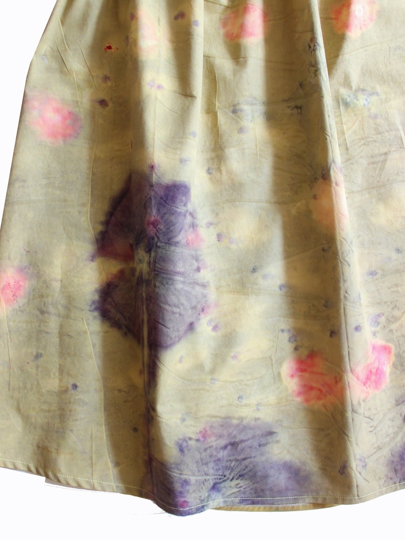 dyed hibiscus eco print print dress Tunic eco floral cotton leaf yellow smock sustainable flower dye
