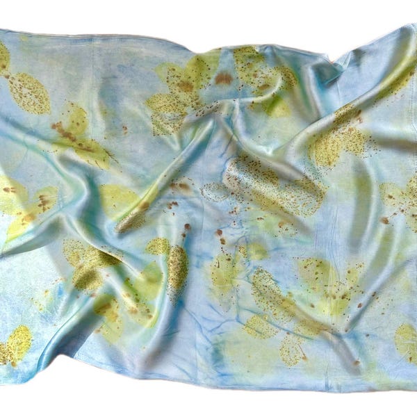 Plant-Dyed Mulberry Silk Pillowcase, Botanical Print, Hypoallergenic King/Standard (Discounted)