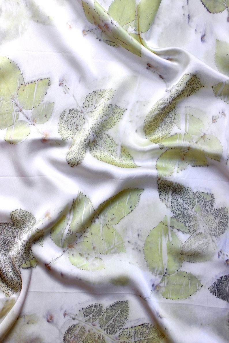 Flora Obscura organic silk pillowcase, good for hair skin, eco printed plant dyed botanical dyes, natural, organic