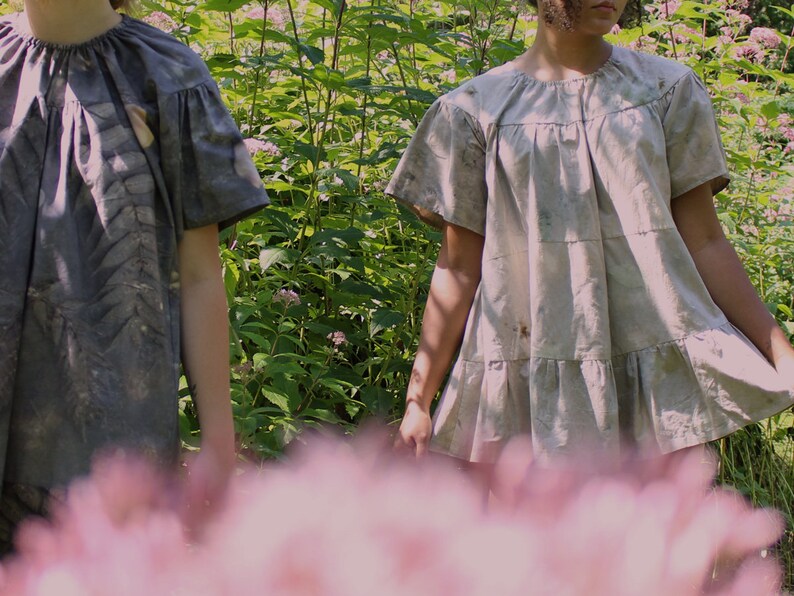 dyed hibiscus eco print print dress Tunic eco floral cotton leaf yellow smock sustainable flower dye