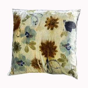 Velvet pillow, Botanically dyed silk velvet throw pillow, blush, teal, indigo, gold, pink, blue, sustainable natural, home, accent, bedding Enchanted Garden 1