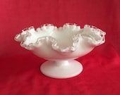 Vintage Fenton Silver Crest Compote -Spanish Lace glass