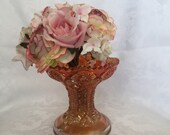 Vintage carnival glass iridescent punch bowl stand, or repurpose upside down as a vase