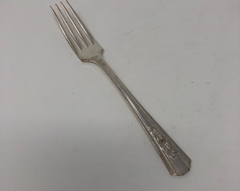 Vintage dinner fork, in the Rosalie silverplate pattern by Wm A Rogers/ Oneida