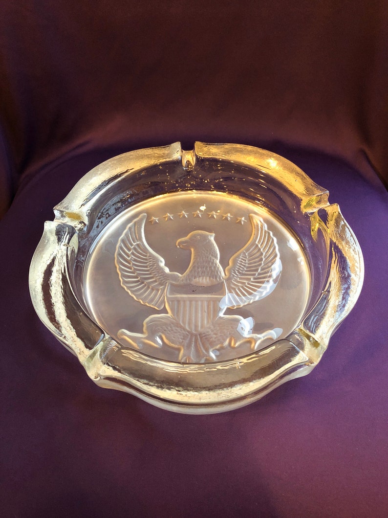Huge vintage clear glass cigar ashtray