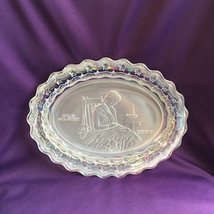 Vintage Fostoria collectible plate, featuring Betsy Ross sewing the American flag