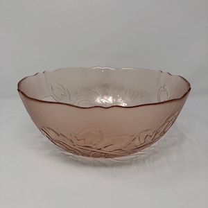 Vintage textured pink glass bowl by Arcoroc France