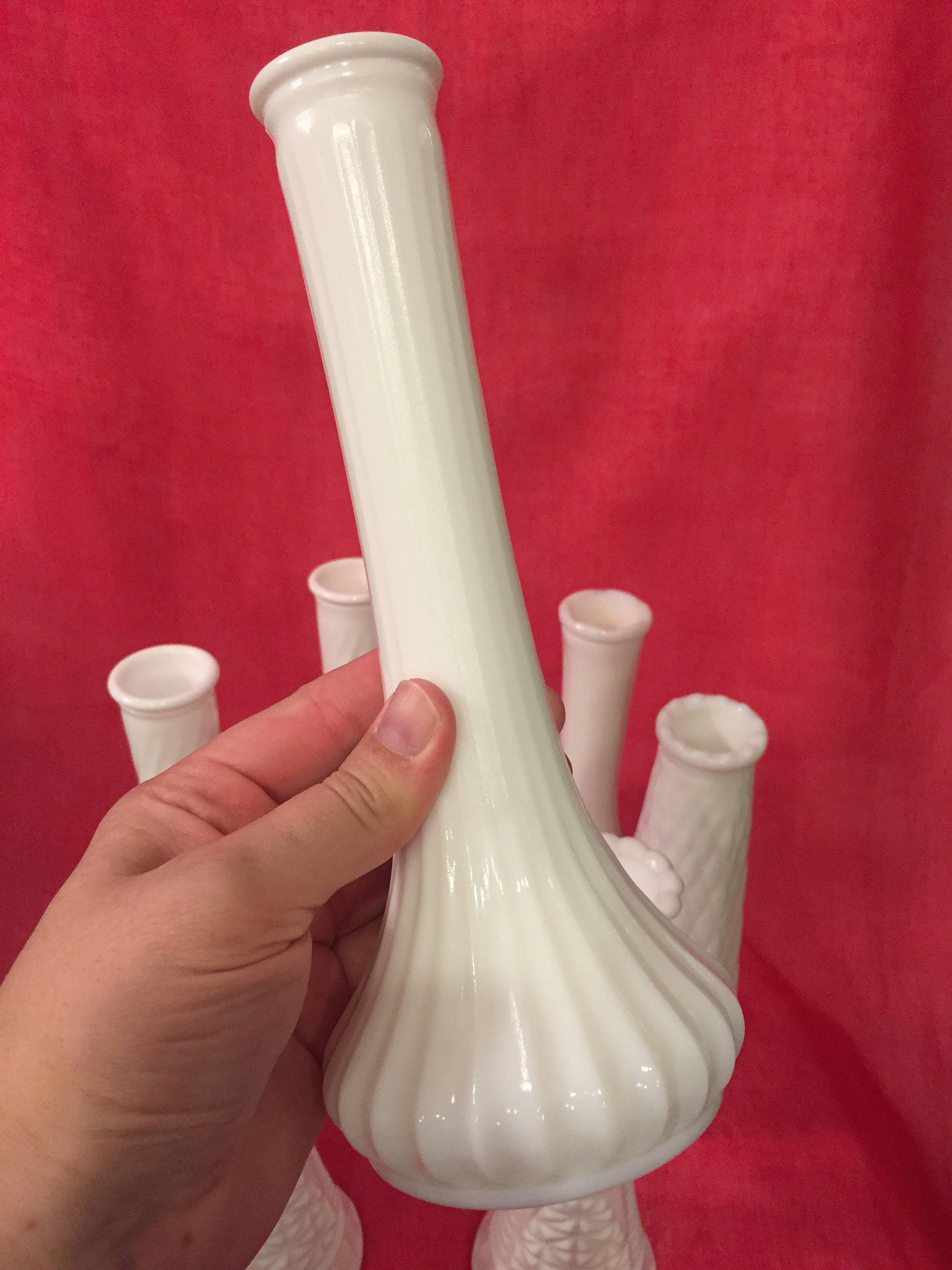 Vintage White Milk Glass Vases set of 7 Etsy